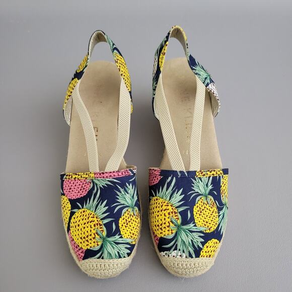 Anne Klein Pineapple Print Summer Wedge Heels Sz 6.5 M iFlex Comfort Espadrille - Picture 5 of 9